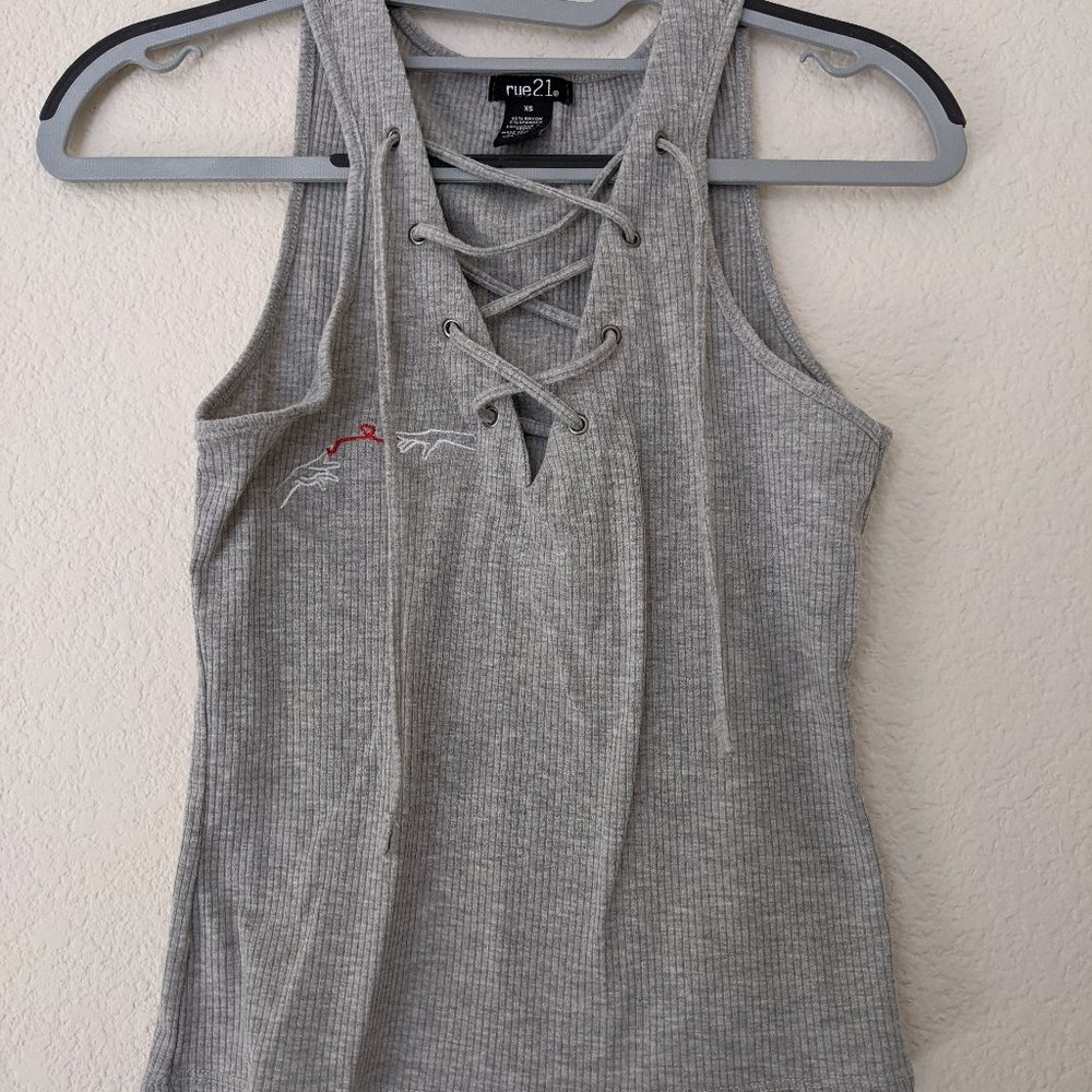 Embroidered Your Name Red String of Fate Grey Gray Shoelace Top Shirt T-shirt